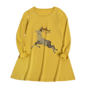 SkipStars Christmas Reindeer Print Girls Dress