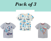 T-shirts en coton pour garçons T-shirts et hauts d'été pour bébés garçons Avion , Fusées | T-shirts pour tout-petits garçons, vêtements pour enfants, cadeau pour garçon, lot de 3