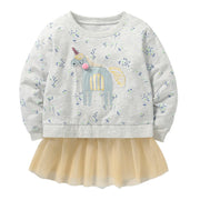 Robe à capuche pour filles à motif de licorne mignon à manches longues