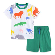 T-shirt Dinosaure à Manches Courtes pour Garçon avec Ensemble Short