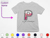 a t - shirt with the letter p on it