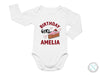 a baby bodysuit with the words birthday girl and a piece of cake