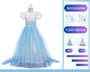 Costume de robe inspiré de la princesse Elsa pour filles