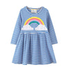 BLUE STRIPED RAINBOW PRINTED DRESS - SkipStars