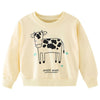 SkipStars Full Sleeve Cute Cow Theme Girls Sweatshirt, Yellow