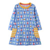 SkipStars Full Sleeve Bees Print Pockets Girls Dress, Blue