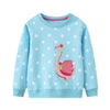 Sweat-shirt à manches longues pour filles à thème Flamingo, bleu