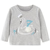 SkipStars Full Sleeve Cute Duck Print Girls T-Shirt, Grey