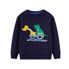 SkipStars Racing Dinosaur Round Neck Sweat Shirt , Blue