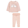 T-shirt et pantalon sur le thème des lapins mignons à manches longues Ensemble 2 pièces pour filles, rose