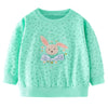 SkipStars Full Sleeve Cute Bunny with Bow Theme Girls Sweatshirt, Green