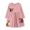 Robe à manches longues pour filles à rayures rouges sur le thème des chats mignons, rose