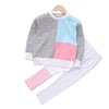 SkipStars Girls 2 Piece Pink & Blue Patch Top & Trouser Set