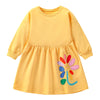 Yellow Long Sleeve Floral Girl Dress