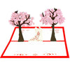 3D Pop Up Handmade Greeting Card for Wedding Couple Under Cherry Blossom Trees - Perfect for Wedding Wishes, Congrats, & Thank You!