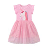 Unicorn with Ruffle Sleeves Tutu Girls Pink Summer Dress