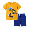 Short Sleeve Boys Dino Car Pattern T-shirt And Short Set