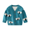 SkipStars Full Sleeve Cute Panda Theme Boys Cardigan, Teal